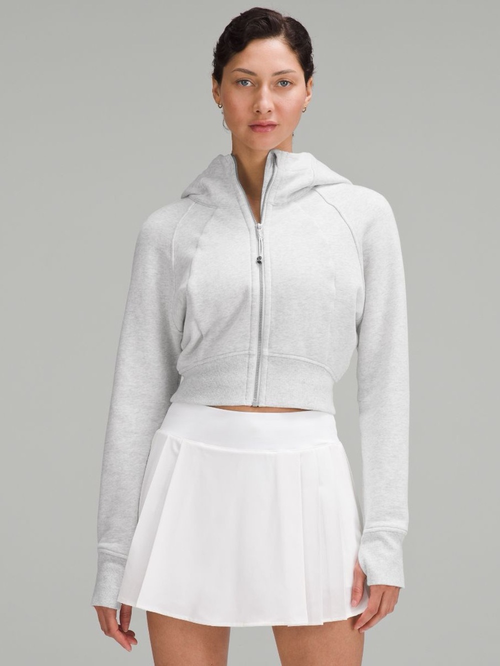 lululemon athletica Light Gray Cropped Zip Hoodie